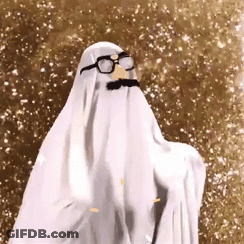 Funny Ghost With Funny Glasses And Beard GIF