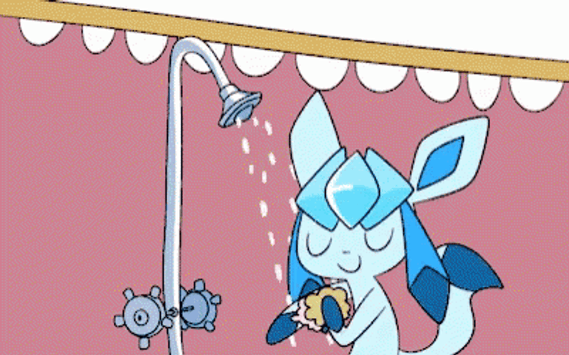 Funny Glaceon Sylveon Showering GIF
