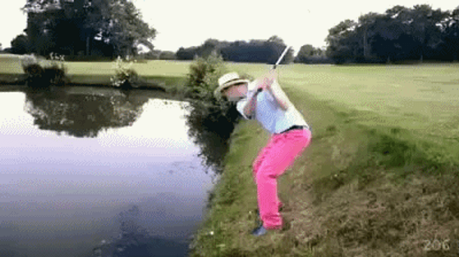 Funny Golf Lake Fall GIF