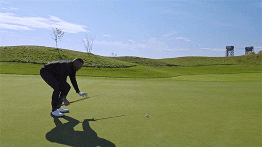 Funny Golf With Pool Stick GIF