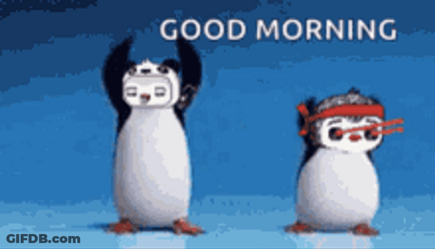 Funny Good Morning Dancing Penguins GIF