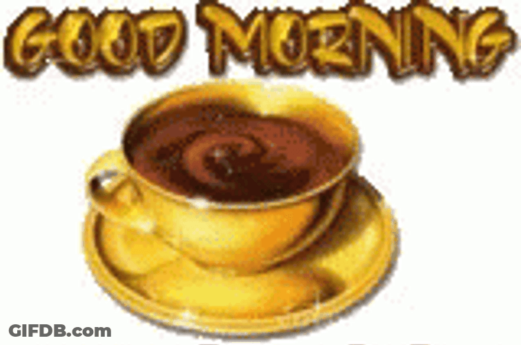 Funny Good Morning Happy Friday Golden Tea Cup GIF