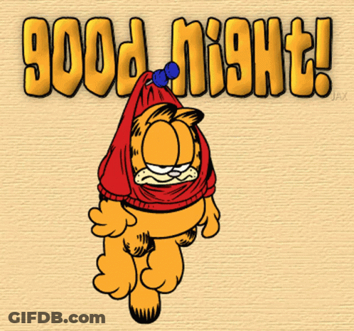 Funny Good Night Garfield Cat Hanging Wall GIF