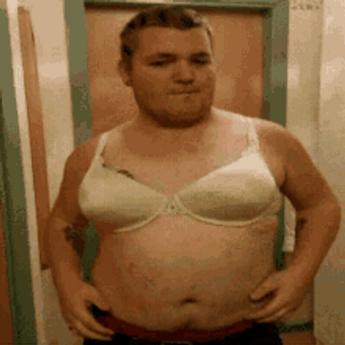 Funny Guy Dancing Cover Man Boobs Bra GIF
