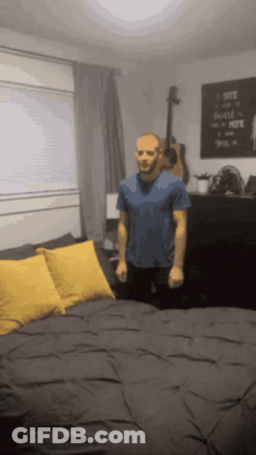 Funny Guy Flop On Bed GIF