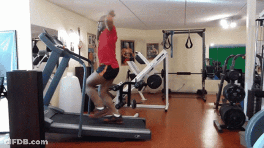 Funny Guy Walking On Treadmill GIF
