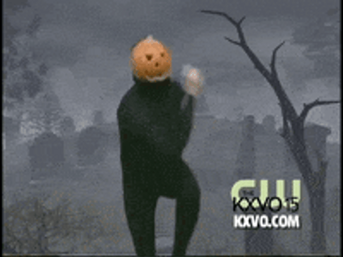 Funny Halloween Pumpkin Head Dancing Cemetery GIF