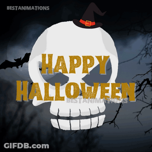 Funny Halloween Skull Happy Halloween GIF