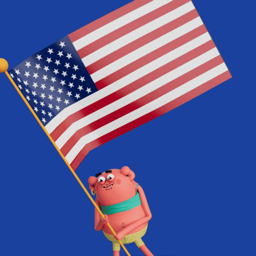 Funny Happy 4Th Of July Pink Cartoon Character GIF