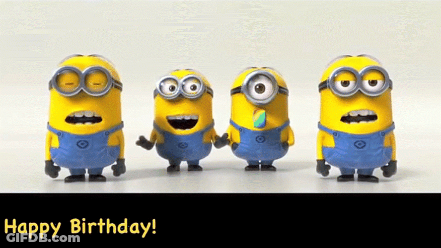 Funny Happy Birthday Minions Greeting GIF