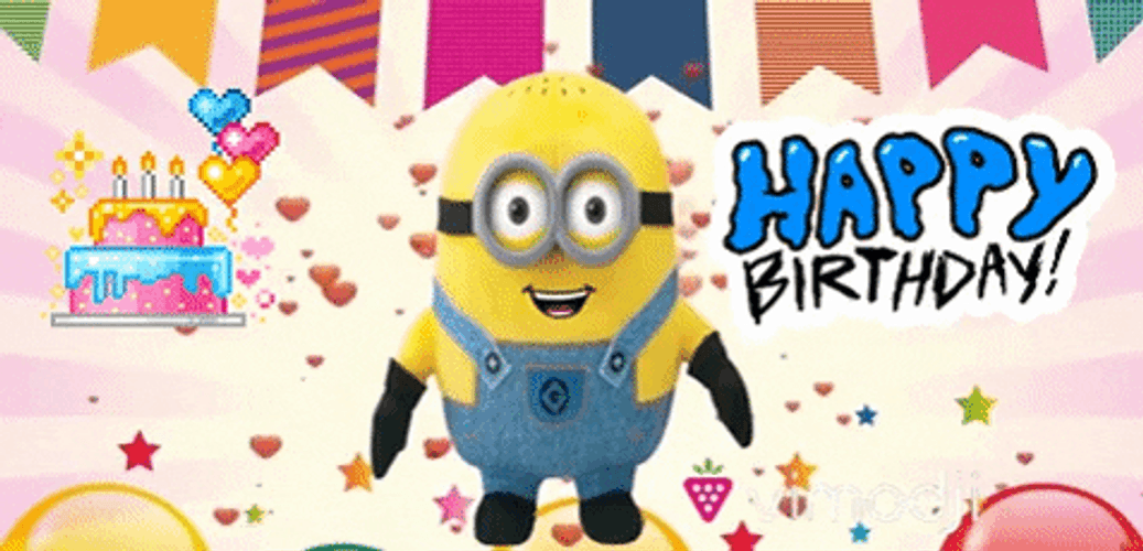 Funny Happy Birthday Minions Smiling GIF