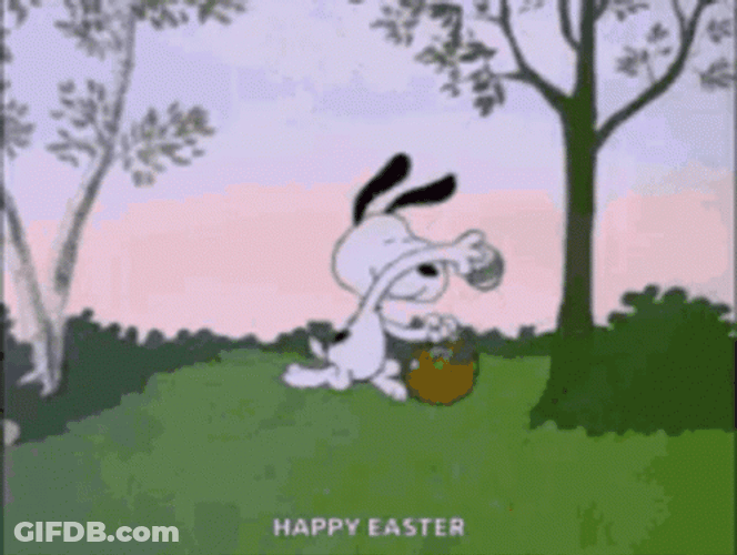 Funny Happy Easter Playing Snoopy GIF
