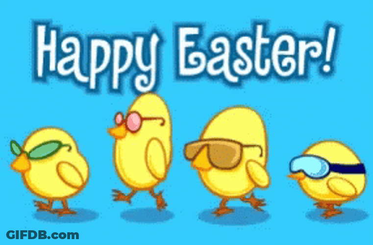 Funny Happy Easter Walking Chicks GIF