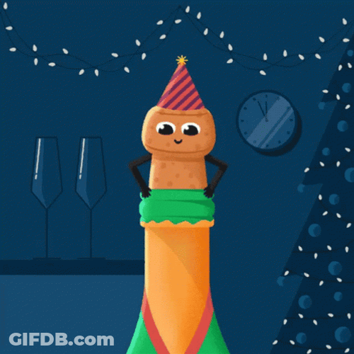 Funny Happy New Year Champagne Cork GIF