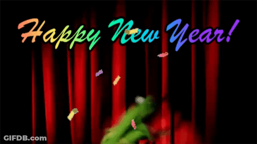 Funny Happy New Year Kermit Shaking GIF