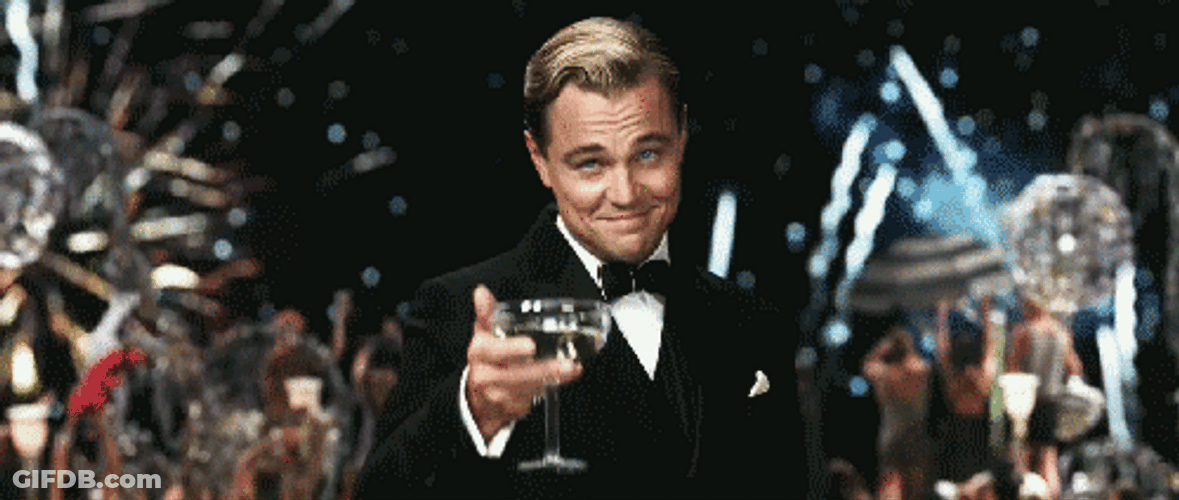Funny Happy New Year Leonardo DiCaprio Cheers GIF