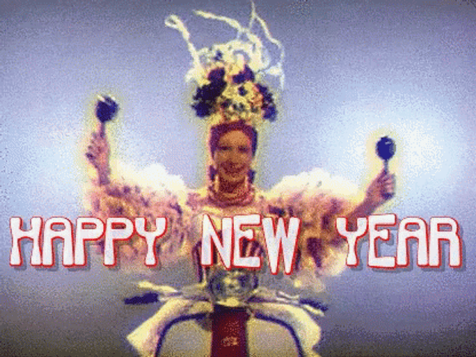 Funny Happy New Year Maracas Girl Dance GIF