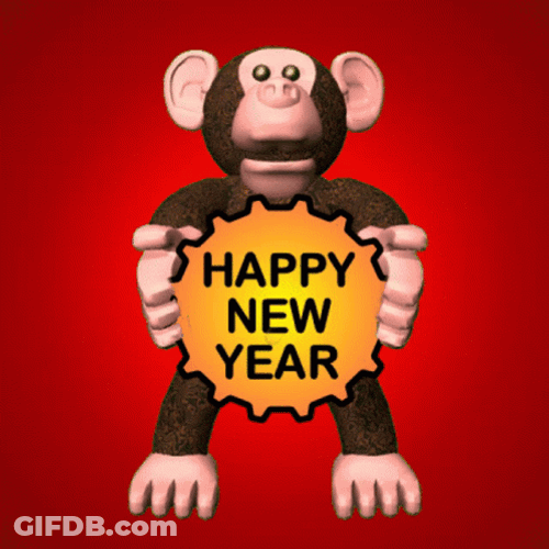 Funny Happy New Year Monkey Reveal GIF
