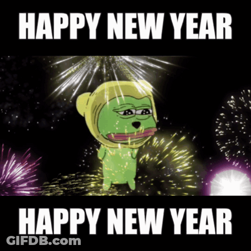 Funny Happy New Year Pepe Meme GIF