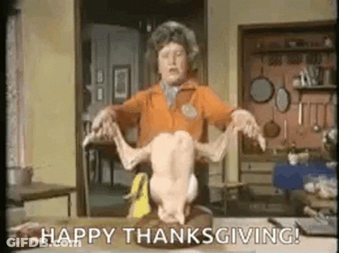 Funny Happy Thanksgiving Featherless Turkey GIF