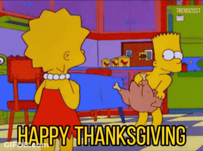 Funny Happy Thanksgiving Lisa And Bart Simpson GIF