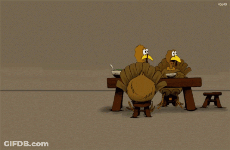 Funny Happy Thanksgiving Three Turkeys GIF