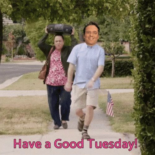 Funny Happy Tuesday Galloping Bubble Head GIF