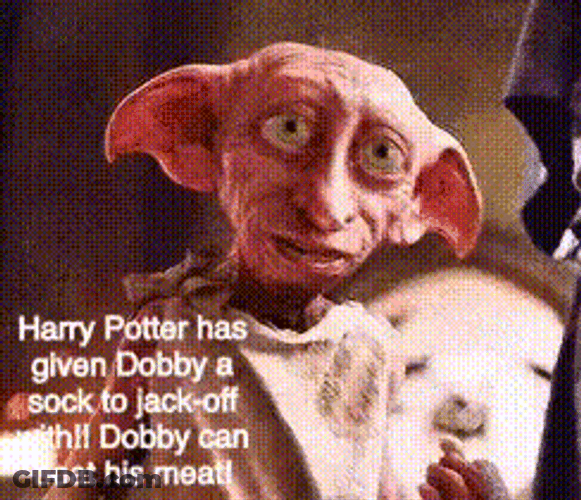 Funny Harry Potter Has Given Dobby A Sock GIF