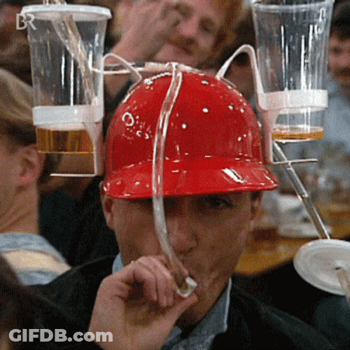 Funny Hat Drinking Beer GIF