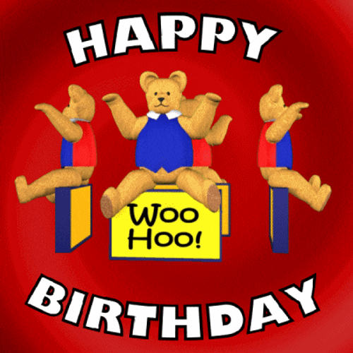 Funny Holiday Birthday With Bear Carousel GIF