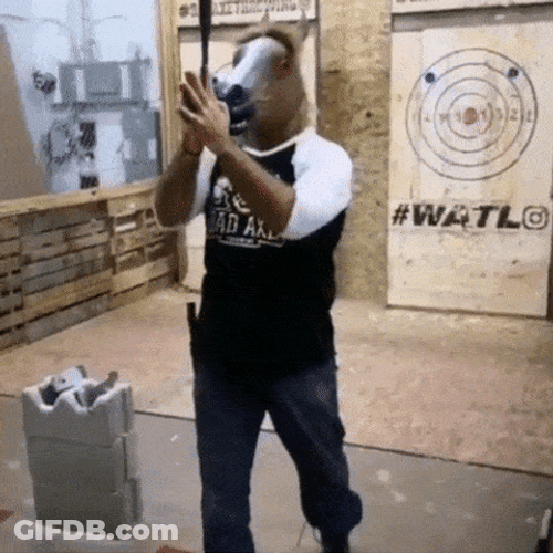 Funny Horse Axe Throw GIF