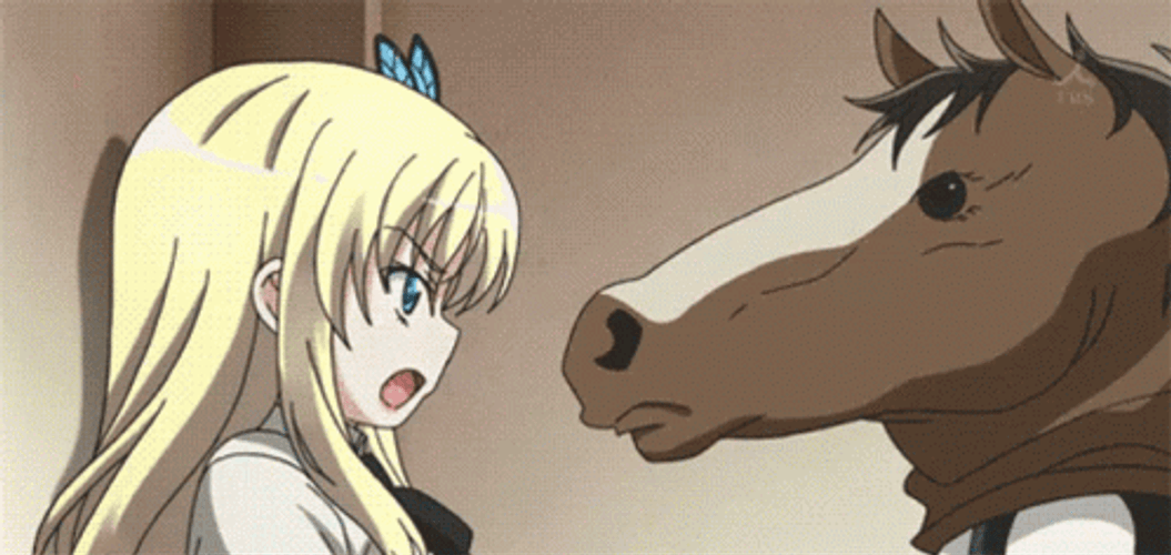 Funny Horse Head Anime Slap GIF