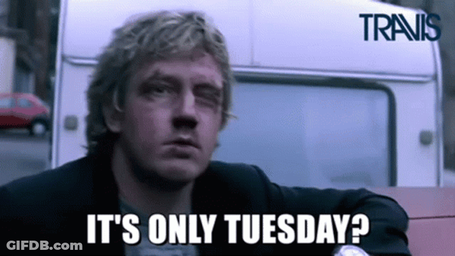 Funny It's Only Tuesday Travis Battered Face GIF