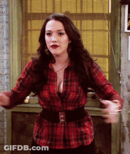 Funny Kat Dennings Holding Chest GIF