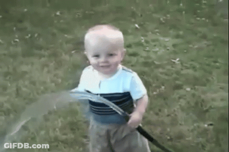 Funny Kid Drinking From A Fire Hose Fail GIF