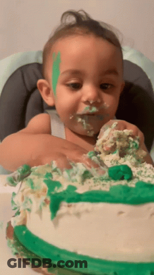 Funny Kid Eating Cake GIF