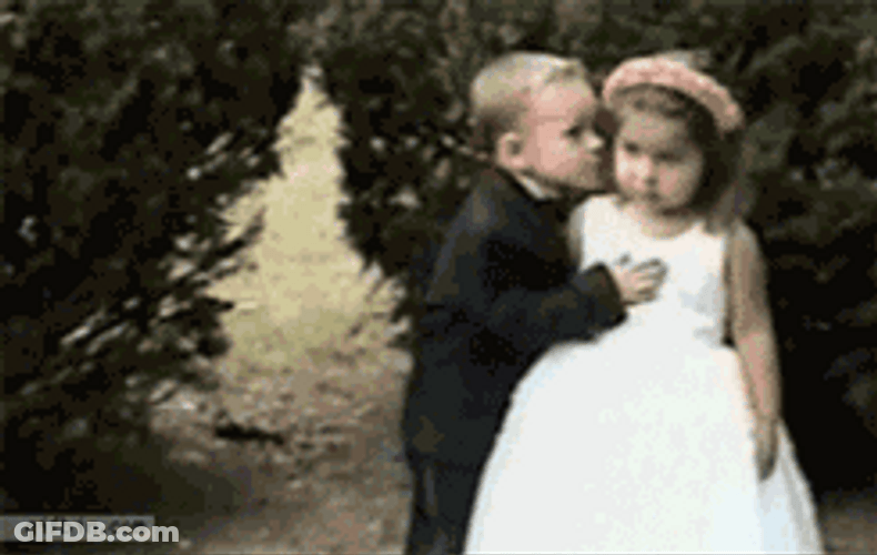 Funny Kids Cute Angry Cheek Kiss GIF