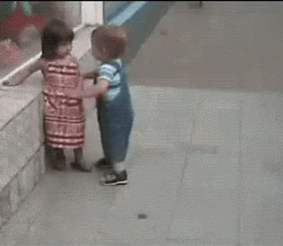 Funny Kiss Thief Pushed Down GIF