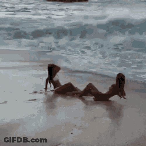 Funny Ladies Beach Fail GIF
