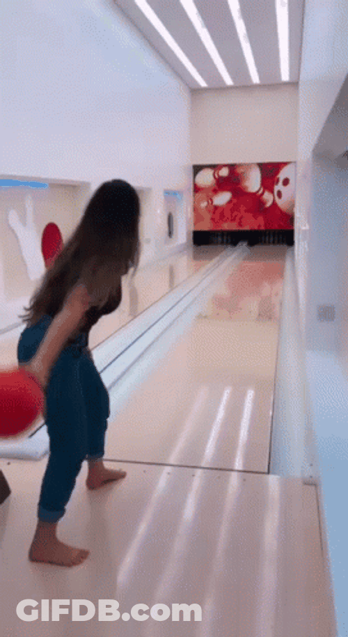 Funny Lady Weird Bowling Release GIF