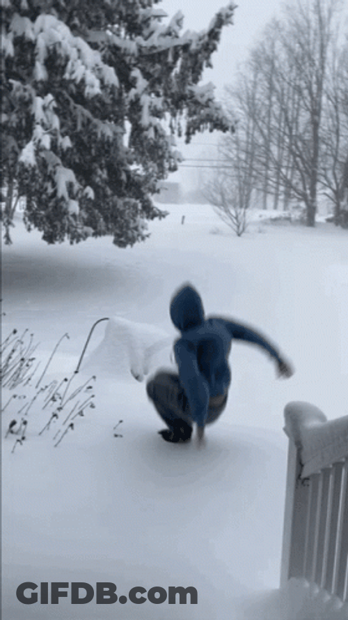 Funny Man Falling At Snow GIF