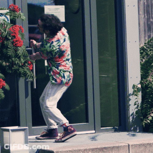 Funny Man Frantic Door Opening Meme GIF