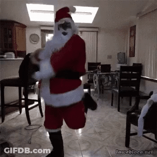 Funny Man In Santa Suit Shaking GIF