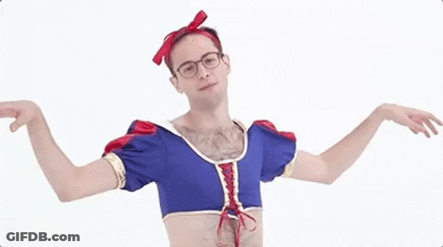 Funny Man In Snow White Attire GIF