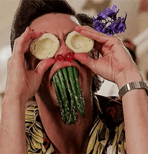 Funny Man Vegetable Face GIF