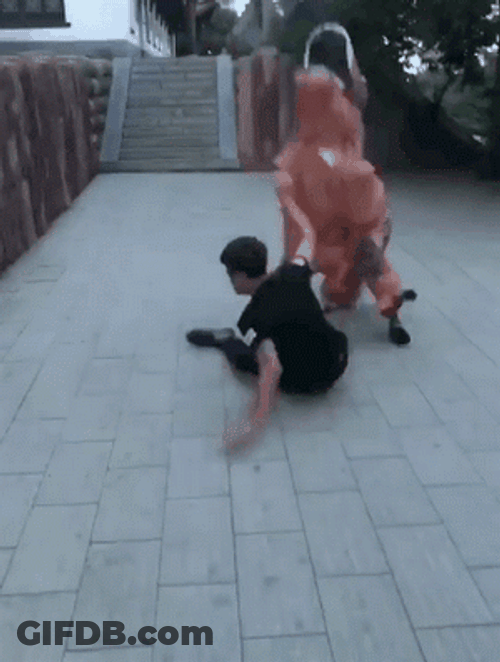 Funny Mascot Dinosaur Japanese Prank GIF