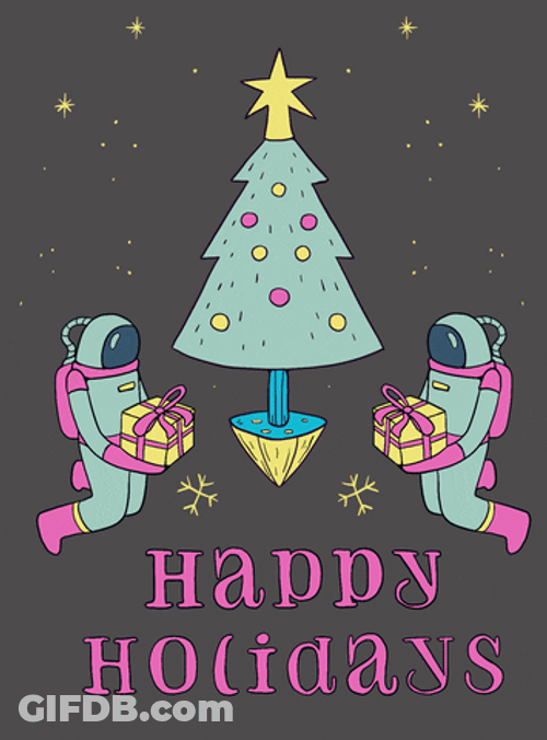 Funny Merry Christmas Outer Space Christmas Tree GIF