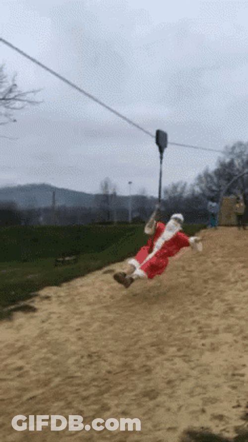 Funny Merry Christmas Santa Zip Line GIF
