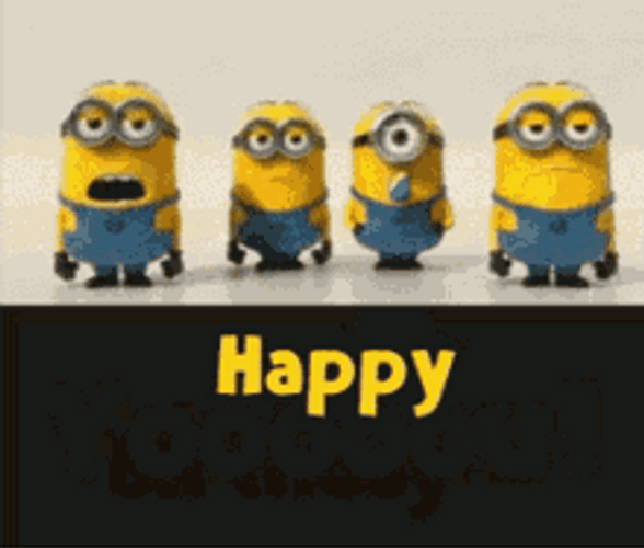 Funny Minions Different Expressions Singing Happy Birthday GIF