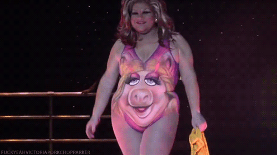 Funny Miss Piggy Swimsuit Design GIF